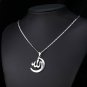 U7 Cresent Moon Pendant With Rhinestone Islamic Muslim Jewelry Women Platinum