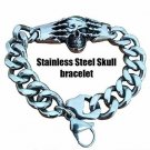 Men Stainless Steel Amazing Link Bracelet Silver Black 9 Inch (Skull Bracelet)