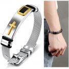 Suyi Stylish Men's Adjustable Bracelet Cross Stainless Steel Mesh Chain Wrist