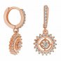 Silver Small Dangle Hoop Crystal Cubic Zircon Rhinestone Earrings for Women Gift