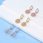 Silver Small Dangle Hoop Crystal Cubic Zircon Rhinestone Earrings for Women Gift