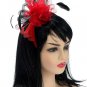 Red Flower Feathers Fascinator Tea Party Headband Kentucky Derby Wedding Hats
