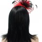 Red Flower Feathers Fascinator Tea Party Headband Kentucky Derby Wedding Hats