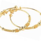 24k Yellow Gold Plated Baby's Bracelet Adjustable Children's Bangle2pcs