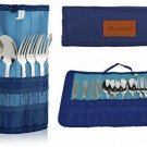 13 Piece Stainless Steel Family Cutlery Picnic Utensil Set With Travel Case For