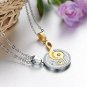 Yolanda Interlocking Matiching Set Couple Necklace Stainess Steel Crystal Music