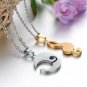 Yolanda Interlocking Matiching Set Couple Necklace Stainess Steel Crystal Music