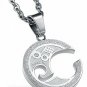 Yolanda Interlocking Matiching Set Couple Necklace Stainess Steel Crystal Music
