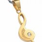 Yolanda Interlocking Matiching Set Couple Necklace Stainess Steel Crystal Music