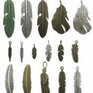 100g (about30-32pcs) Craft Supplies Mixed Feather Pendants Beads Charms For For
