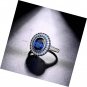 1ct Oval Cut Blue Emerald CZ Crystal Silver Women Wedding Rings,