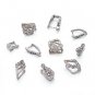 Beadthoven 100pcs Platinum Mixed Style Rhinestone Brass Pinch Bails, Beads For