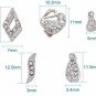 Beadthoven 100pcs Platinum Mixed Style Rhinestone Brass Pinch Bails, Beads For