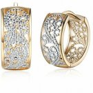 Dainty 14K Gold Silver Wide Filigree Hoop Earrings For Womens Girls Sensitive