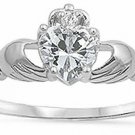Irish Claddagh Clear Cz Heart Ring Size 10