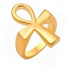 Stainless Steel 18K Gold Plated Vintage Egyptian Eye of Horus Band Ring