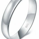 BORUO 925 Sterling Silver Ring High Polish Plain Dome Tarnish Resistant Comfort