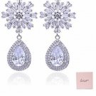 Teardrop Bridal Dangle Earrings - 925 Sterling Silver Cubic Zirconia Winter