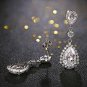 Teardrop Dangle Earrings For Wedding - Classic Silver Cubic Zirconia Crystal