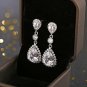 Teardrop Dangle Earrings For Wedding - Classic Silver Cubic Zirconia Crystal