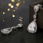 Teardrop Dangle Earrings For Wedding - Classic Silver Cubic Zirconia Crystal