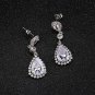 Teardrop Dangle Earrings For Wedding - Classic Silver Cubic Zirconia Crystal
