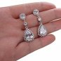 Teardrop Dangle Earrings For Wedding - Classic Silver Cubic Zirconia Crystal