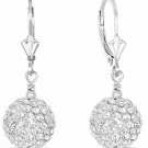 Sterling Silver Dangle Crystal Ball Drop Earrings (10MM)