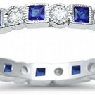2.5mm Bezel Set Full Eternity Ring Alternating Round Simulated Blue Sapphire