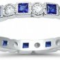 2.5mm Bezel Set Full Eternity Ring Alternating Round Simulated Blue Sapphire