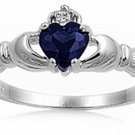 Irish Claddagh Blue Simulated Sapphire Ring Size 10