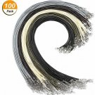 TecUnite 100 Pieces 2 Mm Braided Imitation Leather Rope Necklace Cord Chain And