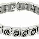 Bonnie Jewelry Men's Stainless Steel Skull Skeleton Bracelet Gothic Punk Silver