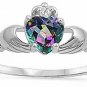Irish Claddagh Rainbow Colored Cz Heart Ring Size 10
