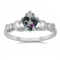 Irish Claddagh Rainbow Colored Cz Heart Ring Size 10