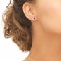 Sterling Silver Simulated Ruby And White Topaz Oval Halo Stud Earrings With