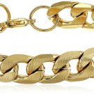 Men's 18k Gold Plated Stainless Steel Accented Thick Cuban Link Chain Bracelet,