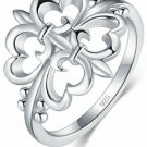BORUO 925 Sterling Silver Ring, Cubic Zirconia CZ Iris Flower Rainbow High Fit