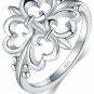 BORUO 925 Sterling Silver Ring, Cubic Zirconia CZ Iris Flower Rainbow High Fit