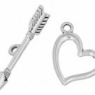 48 Sets Silver Tone Bracelet Toggle Clasps, DIY Jewelry Making (Heart And Arrow)