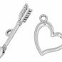 48 Sets Silver Tone Bracelet Toggle Clasps, DIY Jewelry Making (Heart And Arrow)
