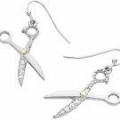 Liavy's Scissors Fashionable Earrings - Fish Hook - Sparkling Crystal - Rhodium