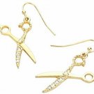 Liavy's Scissors Fashionable Earrings - Fish Hook - Sparkling Crystal - Gold