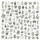 JIALEEY Wholesale 100 PCS Mixed No Repeated Silver Pewter Smooth Metal Charms