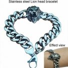 Men Stainless Steel Amazing Link Bracelet Silver Black 9 Inch (Lion Head Shape)