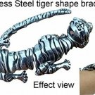 Men Stainless Steel Amazing Link Bracelet Silver Black 9 Inch (Tiger Shape)
