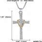 Cross Heart Silver Plated Pendant Necklace Made With AAA Cubic Zirconia, 18 .