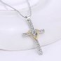 Cross Heart Silver Plated Pendant Necklace Made With AAA Cubic Zirconia, 18 .