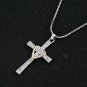Cross Heart Silver Plated Pendant Necklace Made With AAA Cubic Zirconia, 18 .