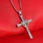 Cross Heart Silver Plated Pendant Necklace Made With AAA Cubic Zirconia, 18 .
